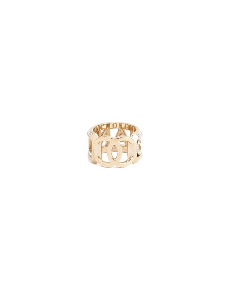 Chanel Crystal CC Logo Ring