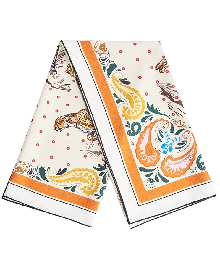 Hermes Guepards Bandana Double Face Scarf 90