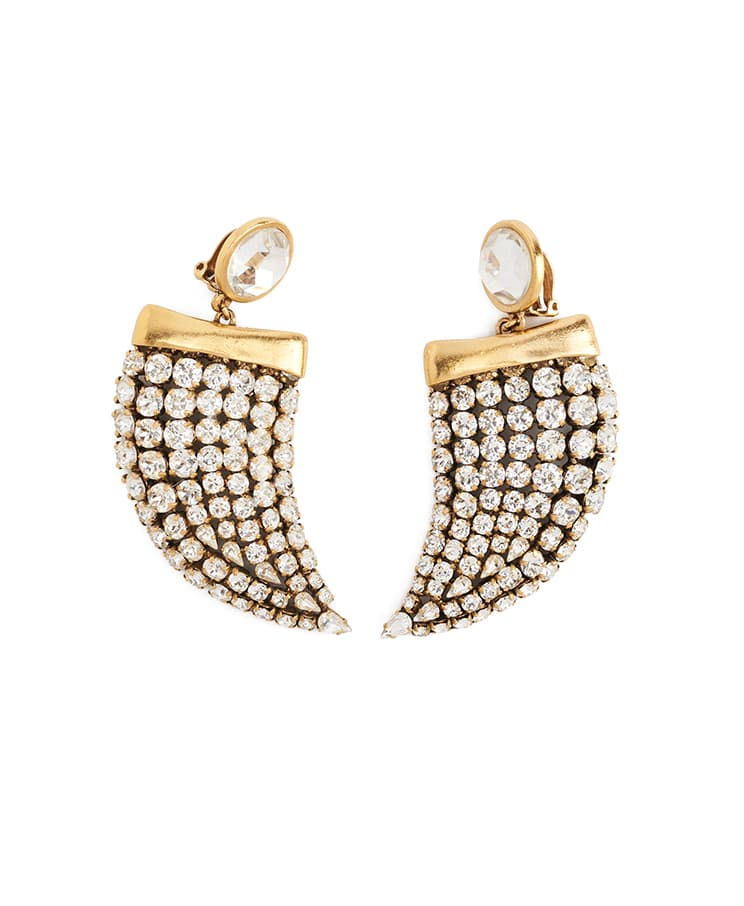 Saint Laurent Horn Crystal Clip-On Earrings