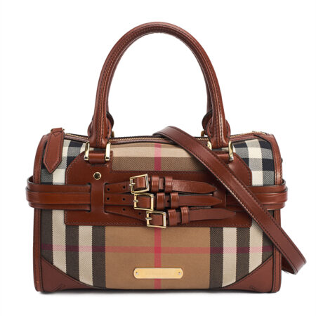 Burberry House Check Alchester Bridle Bowling Bag Medium