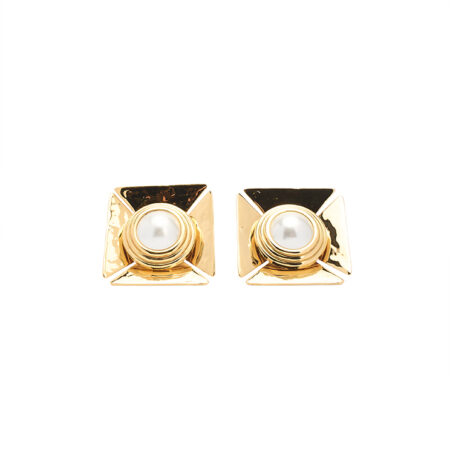 Saint Laurent Pearly Square Clip Earrings – (ex)bags