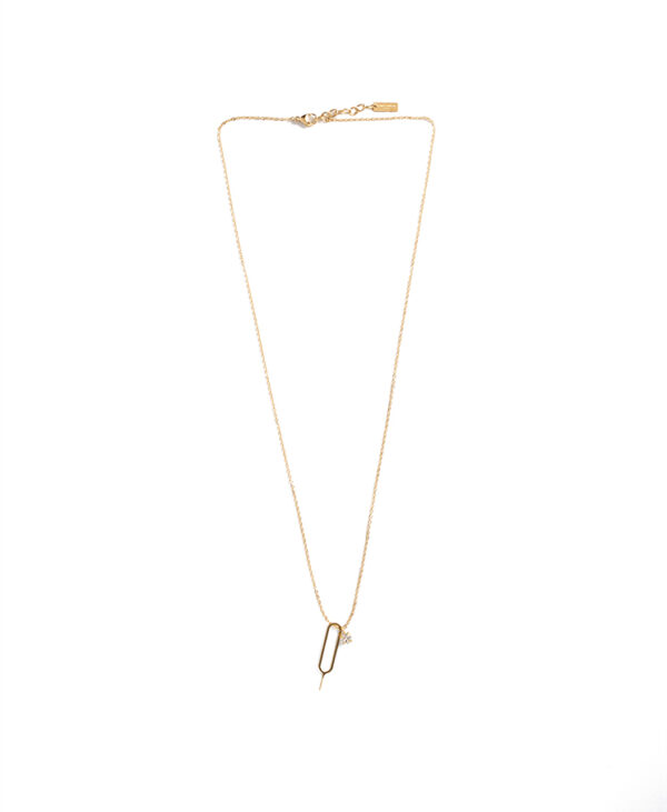 Saint Laurent Sim Key Rhinestone Charm Necklace – (ex)bags