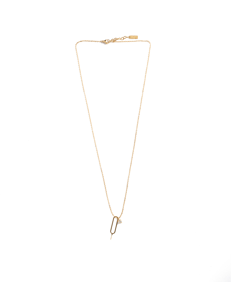 Saint Laurent Sim Key Rhinestone Charm Necklace – (ex)bags