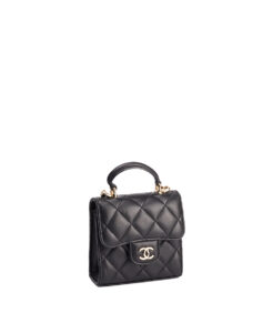 Chanel Top Handle Flap Clutch With Chain