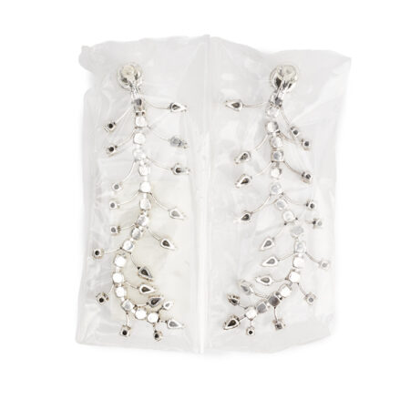 Saint Laurent Fishbone Rhinestone Clip-On Earrings – (ex)bags