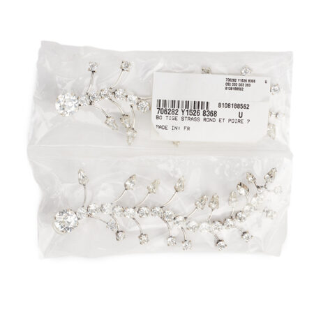 Saint Laurent Fishbone Rhinestone Clip-On Earrings – (ex)bags