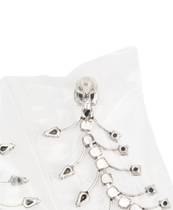 Saint Laurent Fishbone Rhinestone Clip-On Earrings – (ex)bags