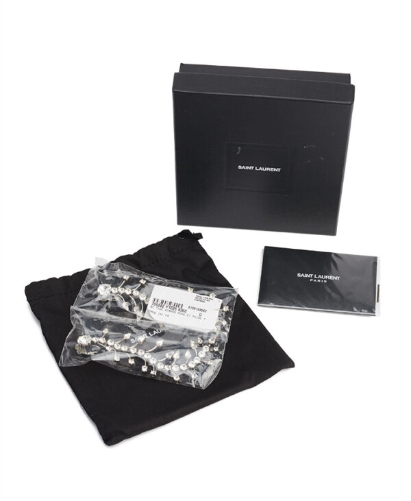 Saint Laurent Fishbone Rhinestone Clip-On Earrings – (ex)bags