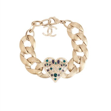 Chanel CC Heart Crystal Chain Bracelet