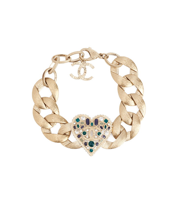 Chanel CC Heart Crystal Chain Bracelet