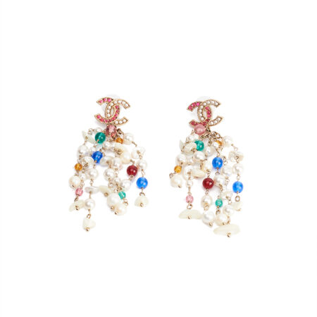 Chanel CC Pearl Long Drop Earrings