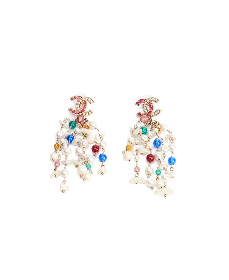 Chanel CC Pearl Long Drop Earrings