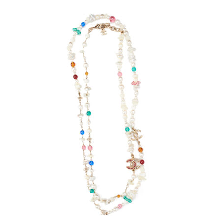 Chanel CC Pearl Crystal Long Necklace