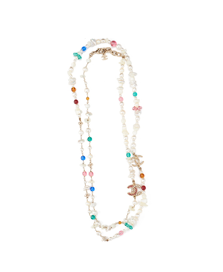 Chanel CC Pearl Crystal Long Necklace