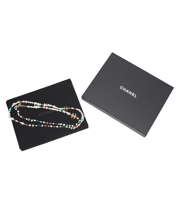 Chanel CC Pearl Crystal Long Necklace
