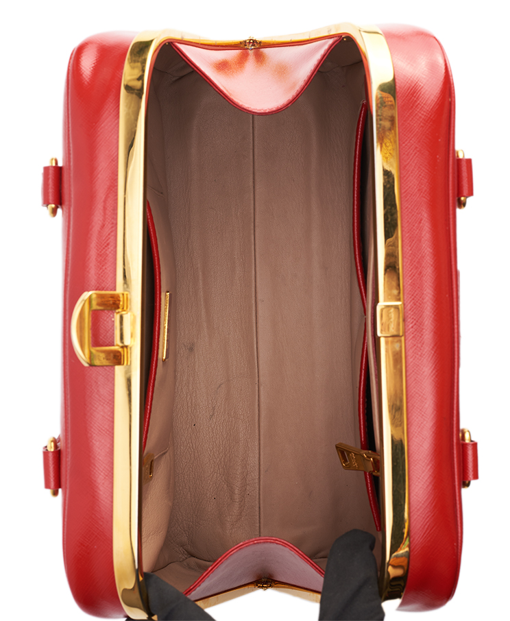 Prada Pyramid Frame Top Handle Bag