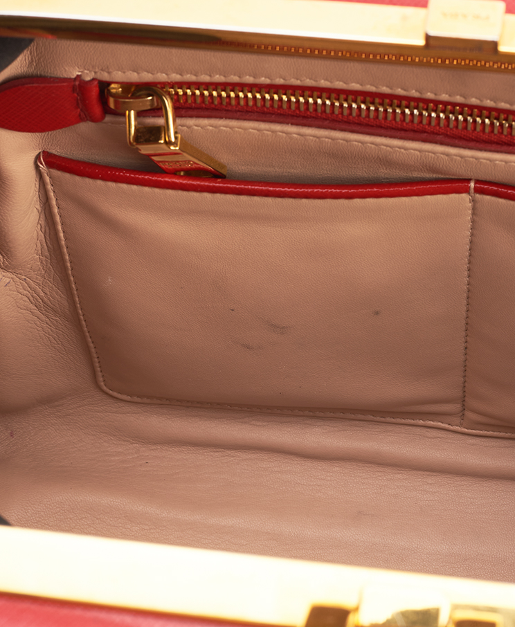 Prada Pyramid Frame Top Handle Bag