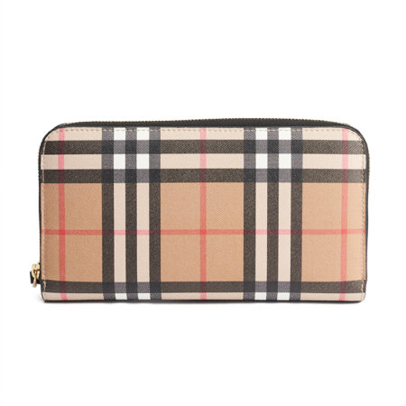 Burberry Check Zip Around Wallet