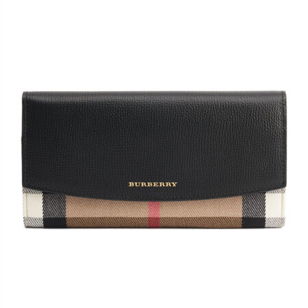 Burberry Check Long Wallet With Flap