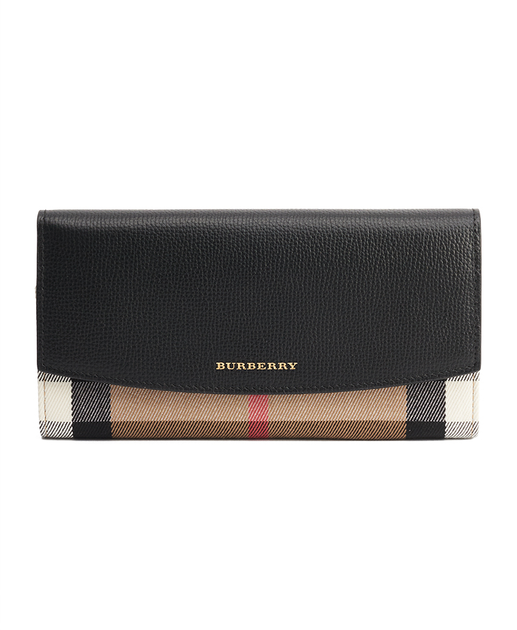 Burberry Check Long Wallet With Flap