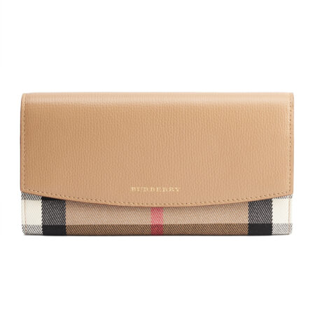Burberry Check Long Wallet With Flap
