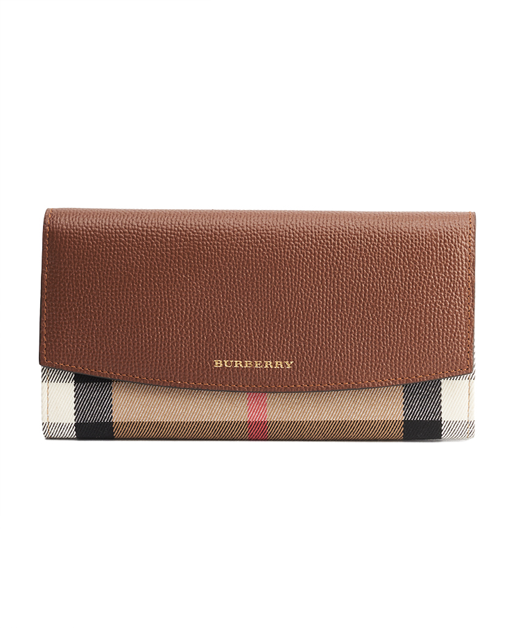 Burberry Check Long Wallet With Flap