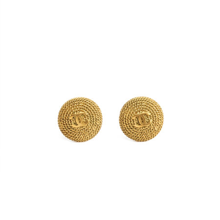 Chanel CC Round Twist Rope Clip-On Earrings
